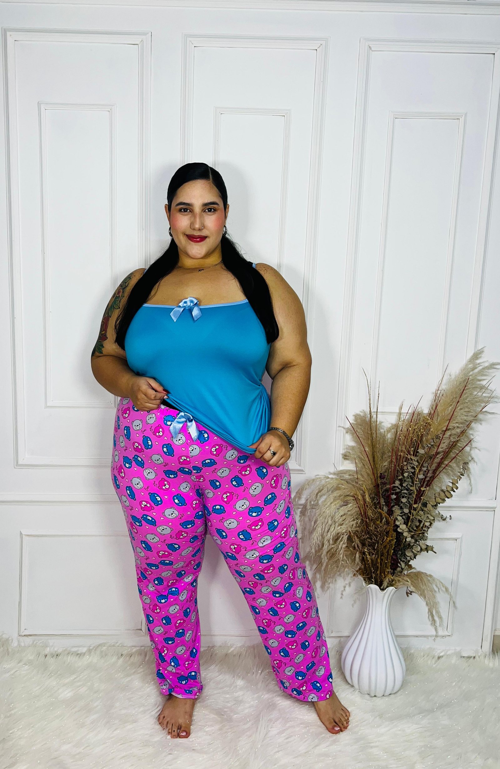 Pijama dama XXL pantalon-blusa tiras